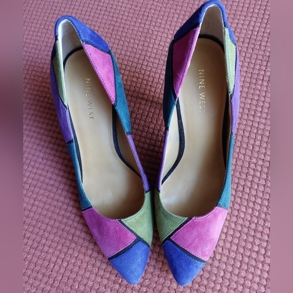 Nine West Multi-coloured Suede High Heel Shoes. Size 8M - Picture 6 of 12